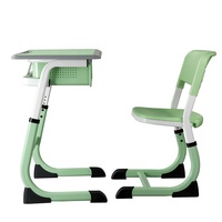 Meubles scolaires, bureau et chaise individuels, 2 pieds, bureau d'école pour étudiants, bureau d'école en plastique réglable en hauteur, bureau et chaise d'école
