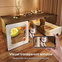 Cage pour chat d'intérieur de luxe, maison pour chat transparente à 1 étage, villa pour chat avec bac à litière pour petits animaux