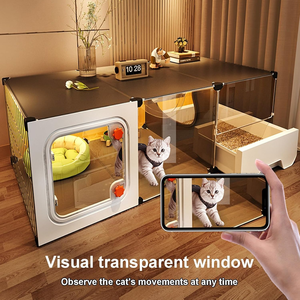 Cage pour chat d'intérieur de luxe, maison pour chat transparente à 1 étage, villa pour chat avec bac à litière pour petits animaux - Product Image 4