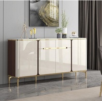 Buffet de luxe brillant, armoire de rangement multi-tailles avec cadre en bois, credenza moderne, meuble d'appoint pour salle à manger et entrée