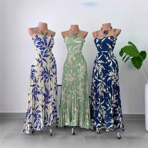 <span class=keywords><strong>Abito</strong></span> <span class=keywords><strong>Lungo</strong></span> Vintage Primaverile con Scollo a V da Donna, in Poliestere <span class=keywords><strong>Cotone</strong></span> Stampato, con Spalline e Silhouette Irregolare, Colore Ghiaccio, Vendita all'Ingrosso - Product Image 3