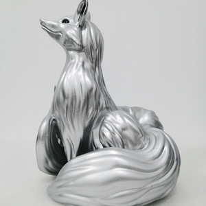 Escultura de zorro impresa en 3D modelo Rolls-Royce, acabado plateado, figura de animal, pieza de arte decorativa - Product Image 1