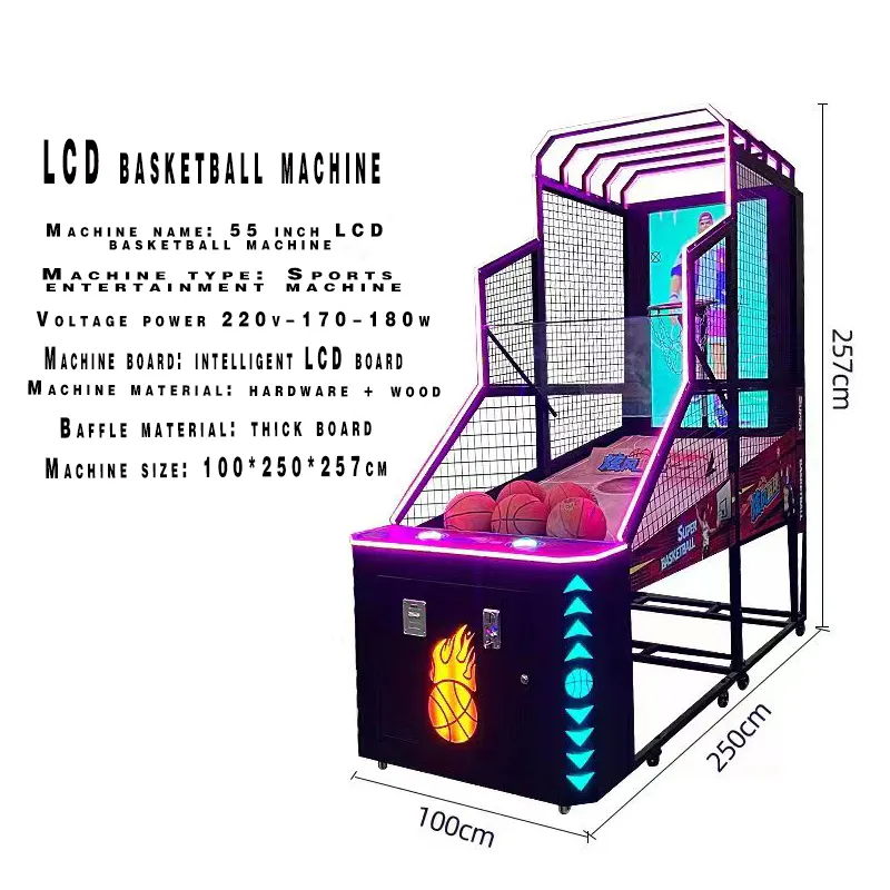 Consola de juegos electrónica operada con monedas, pantalla de 55 pulgadas LD D, máquina de tiro para adultos, consola de juegos de baloncesto