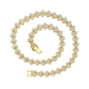 Moda üçlü yuvarlak kolye bilezik seti takı kadınlar için buzlu Out Rhinestones kümelenmiş bağlantı bilezikler kolye - Product Image 2