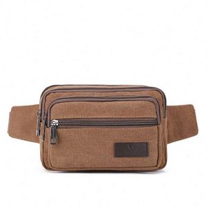 Custom Logo Khaki Color Outdoor Sport Durable <b>Canvas</b> Adult Waist Bag Men Leisure Fanny <b>Pack</b> - Product Image 5