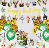 Guirlande de bannières suspendues pour fête d'anniversaire sur le thème du safari en jungle, animaux, décorations pour cupcakes, ballons en latex imprimés à l'hélium, fournitures de jeu