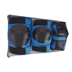 Ensemble de protection pour le patinage à roulettes pour enfants, coudières et genouillères, absorption des chocs, bleu noir, protection sportive unisexe - Product Image 1