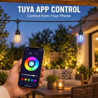 Guirlandes lumineuses extérieures intelligentes RGBW de qualité commerciale 10M 15M, étanches IP65, ampoules E27 S14, application Tuya WiFi, synchronisation musicale, commande vocale