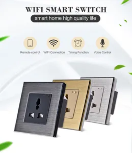 Bingoelec Zigbee Tuya Smart life 230V 16A Aluminum Panel Wifi Wall Power Universal Sockets with Led Indicator