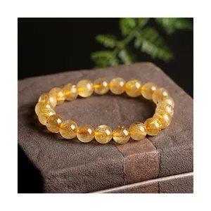 Hot Sale 2mm Natural Pearl Gemstone Small Beads Citrine 4mm Gold Rutilated Quartz Bracelet