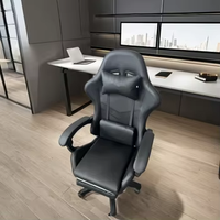 Fauteuil de Gamer Exécutif YOUGE au Design Minimaliste, Chaise de Bureau Ergonomique Pivotante en Métal et Cuir Synthétique PU, avec 3 vérins à gaz et Fonction Relevable