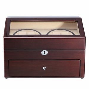 Handmade Sang Trọng Lớn Acrylic Cửa Sổ Bằng Gỗ Xem Winder Hộp Đôi 4 + 5 Xem Bảo Vệ Lưu Trữ Với Ngăn Kéo Cho Nam Giới - Product Image 4