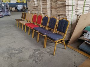 الجملة مجموعة الذهب المعادن الإطار للفنادق والمآدب أثاث القاعات مع قماش يمكن تكديسة ومغطاة كرسي الزفاف للمناسبات وجبات - Product Image 3