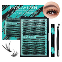 Cils en Segment Fait à la Main Individuels Courbure Mixte Naturelle Faux Vison DIY, Clusters de Cils en Éventail