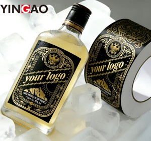 Etiqueta Adhesiva Personalizada en Rollo, con Lámina Dorada, Vinilo Negro de Lujo para Botellas de Vino, Bebidas, Embalaje de Vidrio, Logotipo Personalizado - Product Image 1