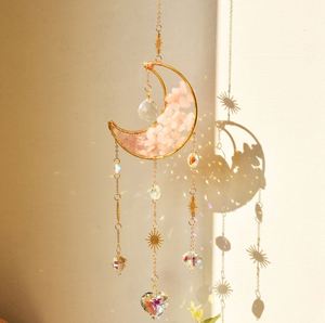 Colgante de Luna de Cristal Natural Triturado al por Mayor, Atrapasueños y Campanilla de Viento Envueltos a Mano, Decoración DIY de Luz y Sombra, Pedidos al por Mayor - Product Image 5