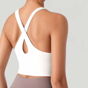 Top Deportivo Corto para Mujer, con Logotipo Personalizado OEM, Transpirable, Ligero, con <span class=keywords><strong>Tirantes</strong></span> Cruzados en la <span class=keywords><strong>Espalda</strong></span> y <span class=keywords><strong>Escote</strong></span> Redondo - Product Image 4