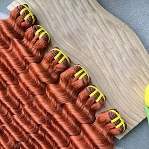 Rosso <span class=keywords><strong>Rame</strong></span> Vibrante # 350 Fasci di Capelli Umani Vietnamiti Grezzi di Alta Qualità, Grado 12A, Ondulati Profondi - Product Image 3