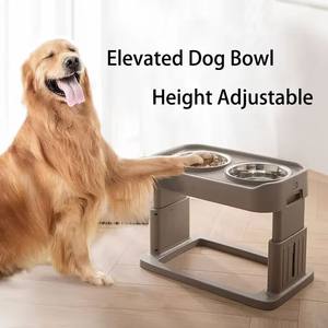 Köpekler için 2025 yeni ayarlanabilir yükseklik çift kaseler koruma servikal omurga yükseltilmiş köpek paslanmaz çelik Logo ile iki kaseler - Product Image 2