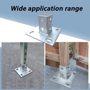 Orientation latérale Base de <span class=keywords><strong>poteau</strong></span> galvanisée robuste 4 trous Support de <span class=keywords><strong>poteau</strong></span> Base de <span class=keywords><strong>poteau</strong></span> de clôture <span class=keywords><strong>pour</strong></span> canal à jambe de force simple - Product Image 2