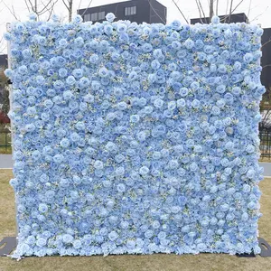 Trend sahne tozlu mavi duvar söz kemer çiçek düzenleme yapay düğün dekor
