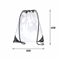 Sac à dos transparent avec cordon de serrage personnalisé, en PVC imperméable, sacs transparents en polyester, grande capacité pour la salle de sport et les voyages (noir)