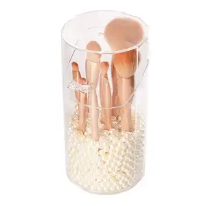 Rond Makeup Brush Holder Transparant Acryl Organizer Met Stofdicht Cover Cosmetische Borstel Opbergdoos