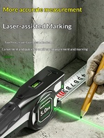 Niveau à bulle multifonction portable compact de haute précision avec laser vert lumineux, série Tomahawk, outil de mesure, ruban à mesurer