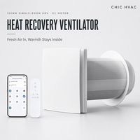 Ventilasi Dinding Aliran Ganda 150mm Dengan Pemulihan Panas Filter G3 Kebisingan Rendah