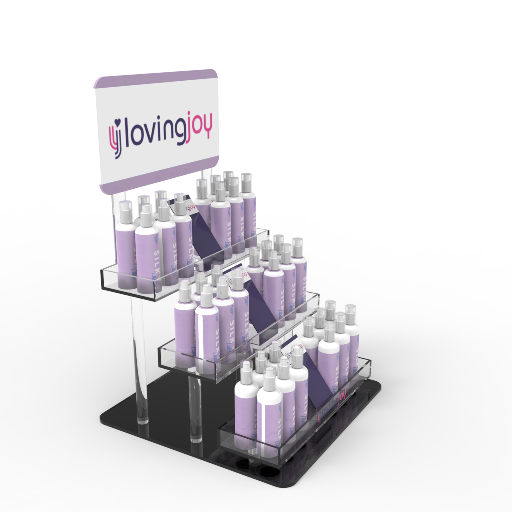 Apache Customized Countertop Layer Board Acrylic Lubricant Cosmetics and Skincare Display Rack for Supermarket Brand Stores — view 3