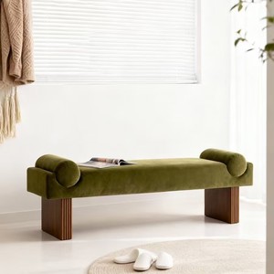 Italian Minimalist <b>Velvet</b> <b>Bench</b> Long Tufted Design For Bedroom Entryway Living Room Furniture - Product Image 3