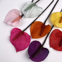 Bunga Anthurium Flamingo Lily Awet Bentuk Hati Berbagai Warna, Buket Alami Kering Abadi untuk Hari Valentine