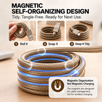 Kabel Pengisian Daya Magnetik 4 in 1 Premium 65W dengan Jalinan Nilon, Aksesoris Ponsel Grosir