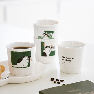 Cute Cat Coffee Mug Nordic Ceramic Mug Without Handle Porcelain Cup for Latte Cappuccino - Product Image 5
