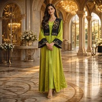 Robe longue kaftan brodée de luxe, style arabe, jalabiya, caftan marocain pour femmes, abaya musulmane islamique, Dubai, Arabie Saoudite, robe de soirée, ensemble 2 pièces