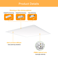Plafonnier LED plat moderne et fin 40W ou réglable 3000K-6500K, faible UGR, IP54, panneau lumineux à CRI élevé >80, dimmable, garantie 5 ans