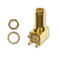 Conector RF de Montaje en PCB, Conector SMA de Ángulo Recto, Hembra, 50 Ohmios, Rosca Larga, Conector Coaxial Personalizado
