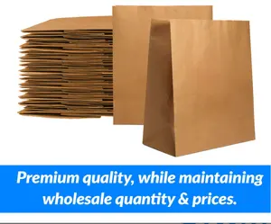 100% matériaux compostables recyclés grands sacs en papier kraft d'épicerie en papier sacs en papier alimentaire