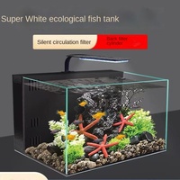 Petit aquarium rectangulaire ultra-blanc écologique à circulation autonome avec filtre arrière, moderne, pour animaux de compagnie, pour la maison et le salon