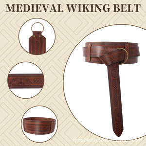Zesis neues mittelalter liches Doppel leder <span class=keywords><strong>Obi</strong></span> Knight Kostüm zubehör Viking Vintage Gürtel COSPLAY Requisiten - Product Image 3