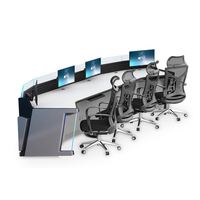 Console de Commande de Sécurité Publique avec Éclairage LED, Design de Canalisation de Câbles et Table de Surveillance pour Poste de Travail