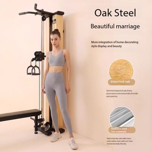 Nuovo Modello Multifunzione in Legno <span class=keywords><strong>e</strong></span> Acciaio Inox, Stazione a Parete con Funzione <span class=keywords><strong>Lat</strong></span> Pull <span class=keywords><strong>e</strong></span> Low Row, Doppia Puleggia Regolabile - Product Image 3