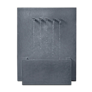 Fontaine murale de jardin contemporaine en métal noir à 5 jets pour aménagement paysager - Product Image 4