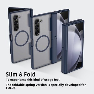 เหมาะสำหรับ Samsung Z Fold 6 มาพร้อมขาตั้งแบบสปริง, ดีไซน์ปกป้องเต็มรูปแบบ, เคสแม่เหล็กดูดติดกัน 1.5 จุด และแบบ tr - Product Image 2