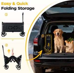 आउटडोर फोल्डेबल वैगन कार्ट भारी शुल्क कार्बन स्टील उपयोगिता वैगन कार्ट सभी-इलाके 360 स्विवेल ब्रेक पोर्टेबल हल्के - Product Image 2