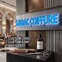 Lettres LED personnalisées à éclairage frontal, lettres en relief bleues pour salon de coiffure et de beauté, lettrage mural LED