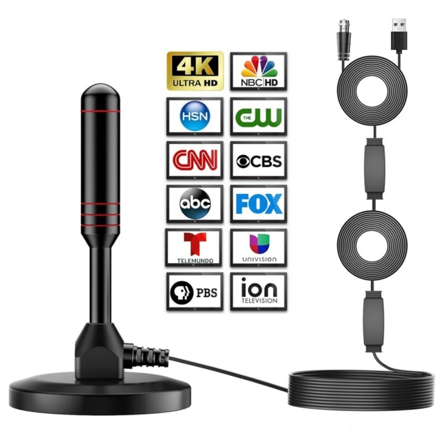 Digital TV Antenna Amplified VHF 4K 30DBI Quick Response Outdoor Aerial Set Portable Indoor/Outdoor Base ABS Material Suction