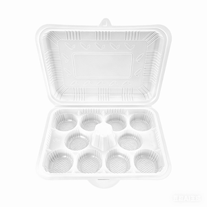 Bandeja de 10 compartimentos para Xiaolongbao con tapa, tipo concha, para llevar, contenedor desechable de PP para Shaomai, dumplings al vapor y dim sum - Product Image 4