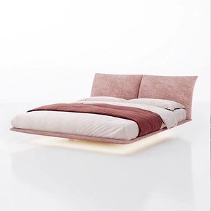 Lit mural en bois massif populaire, lit double moderne de luxe avec plateforme flottante pour chambre principale - Product Image 4