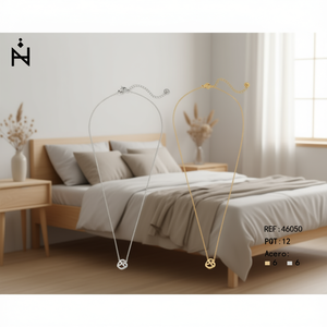 Collar con Colgante de Acero Inoxidable Angelina, Tono Plateado y Dorado, Minimalista, para Uso Diario, 46050 - Product Image 4